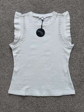 Anthem Co White Ribbed Sleeveless Top  Size S ( Fits M)